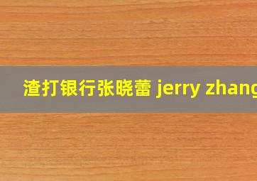 渣打银行张晓蕾 jerry zhang